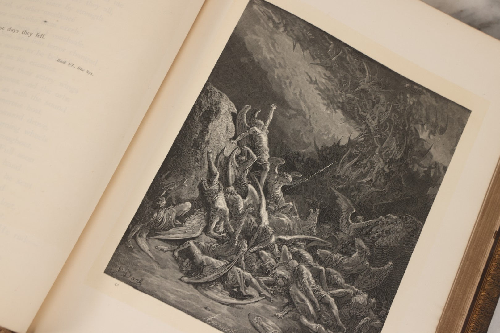 Lot 045 - “Paradise Lost” Antique Book By John Milton, Illustrated By Gustave Doré, Published By Cassell, Petter, And Galpin, Circa Late 19th C., Custom Bound For James H. Thorp, Atlantic Ave. Sabbath School, Jan. 1878, Note Covers Detached