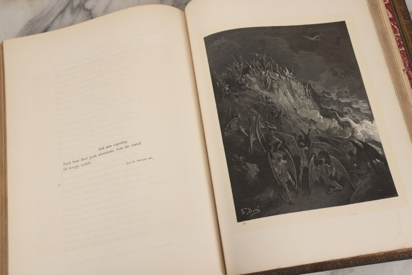 Lot 045 - “Paradise Lost” Antique Book By John Milton, Illustrated By Gustave Doré, Published By Cassell, Petter, And Galpin, Circa Late 19th C., Custom Bound For James H. Thorp, Atlantic Ave. Sabbath School, Jan. 1878, Note Covers Detached