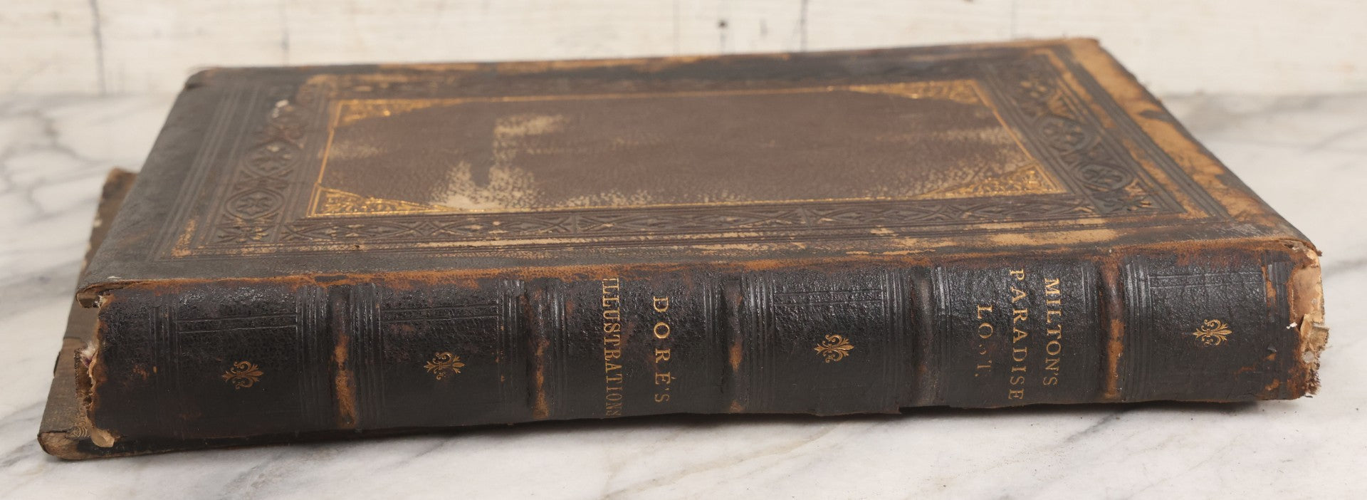 Lot 045 - “Paradise Lost” Antique Book By John Milton, Illustrated By Gustave Doré, Published By Cassell, Petter, And Galpin, Circa Late 19th C., Custom Bound For James H. Thorp, Atlantic Ave. Sabbath School, Jan. 1878, Note Covers Detached