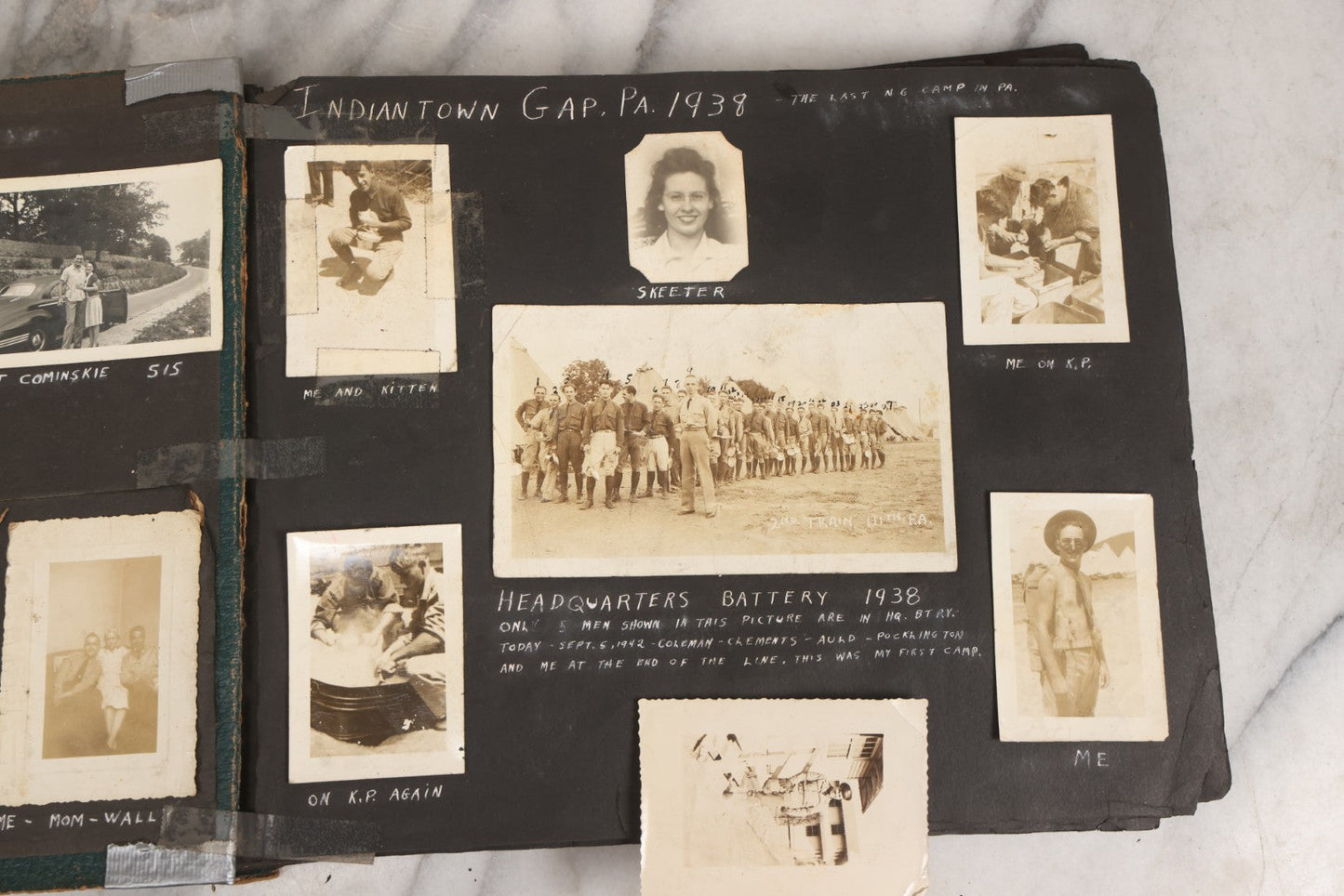 Lot 046 - Pair Of Vintage Snapshot Photo Albums Containing 600+ Photos Of Army National Guard Training & Life In The Lead Up To World War Two, 1938–1942, Albums Of Sgt. D.L. Dressler, With Notes Referencing Dec. 7, 1941 Pearl Harbor, Many Domestic Bases