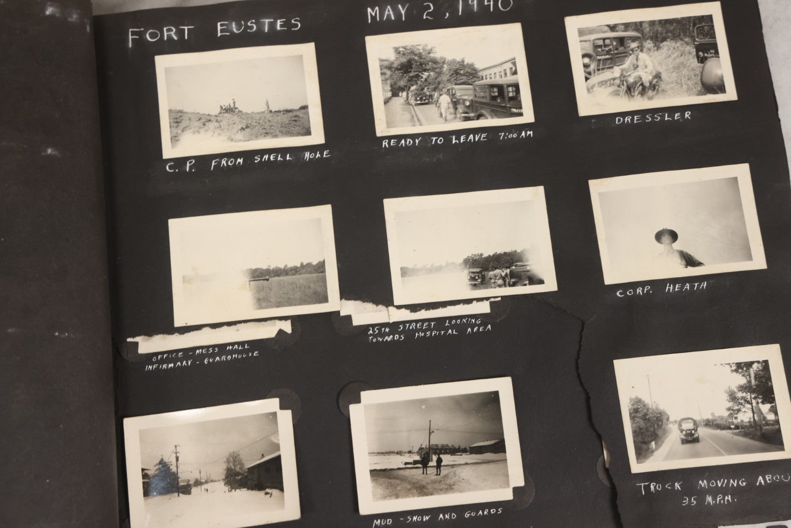 Lot 046 - Pair Of Vintage Snapshot Photo Albums Containing 600+ Photos Of Army National Guard Training & Life In The Lead Up To World War Two, 1938–1942, Albums Of Sgt. D.L. Dressler, With Notes Referencing Dec. 7, 1941 Pearl Harbor, Many Domestic Bases