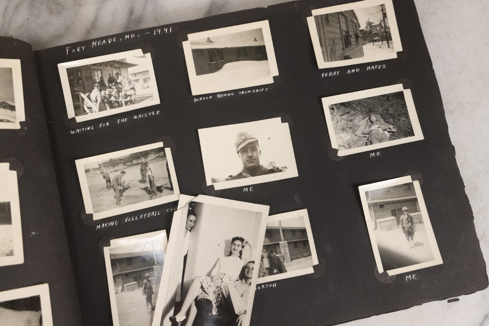 Lot 046 - Pair Of Vintage Snapshot Photo Albums Containing 600+ Photos Of Army National Guard Training & Life In The Lead Up To World War Two, 1938–1942, Albums Of Sgt. D.L. Dressler, With Notes Referencing Dec. 7, 1941 Pearl Harbor, Many Domestic Bases