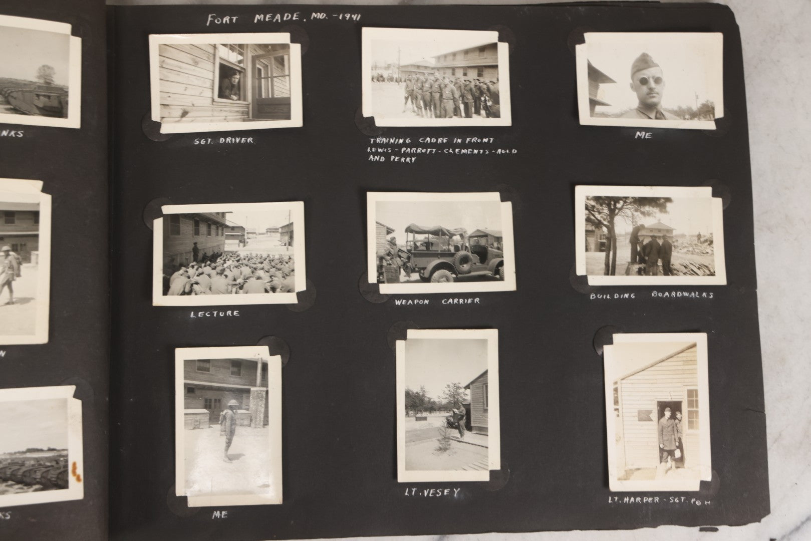 Lot 046 - Pair Of Vintage Snapshot Photo Albums Containing 600+ Photos Of Army National Guard Training & Life In The Lead Up To World War Two, 1938–1942, Albums Of Sgt. D.L. Dressler, With Notes Referencing Dec. 7, 1941 Pearl Harbor, Many Domestic Bases
