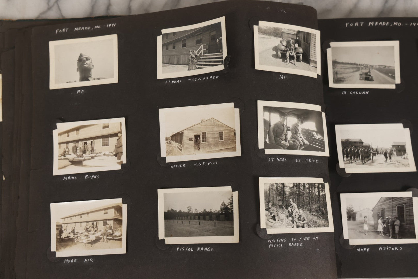 Lot 046 - Pair Of Vintage Snapshot Photo Albums Containing 600+ Photos Of Army National Guard Training & Life In The Lead Up To World War Two, 1938–1942, Albums Of Sgt. D.L. Dressler, With Notes Referencing Dec. 7, 1941 Pearl Harbor, Many Domestic Bases