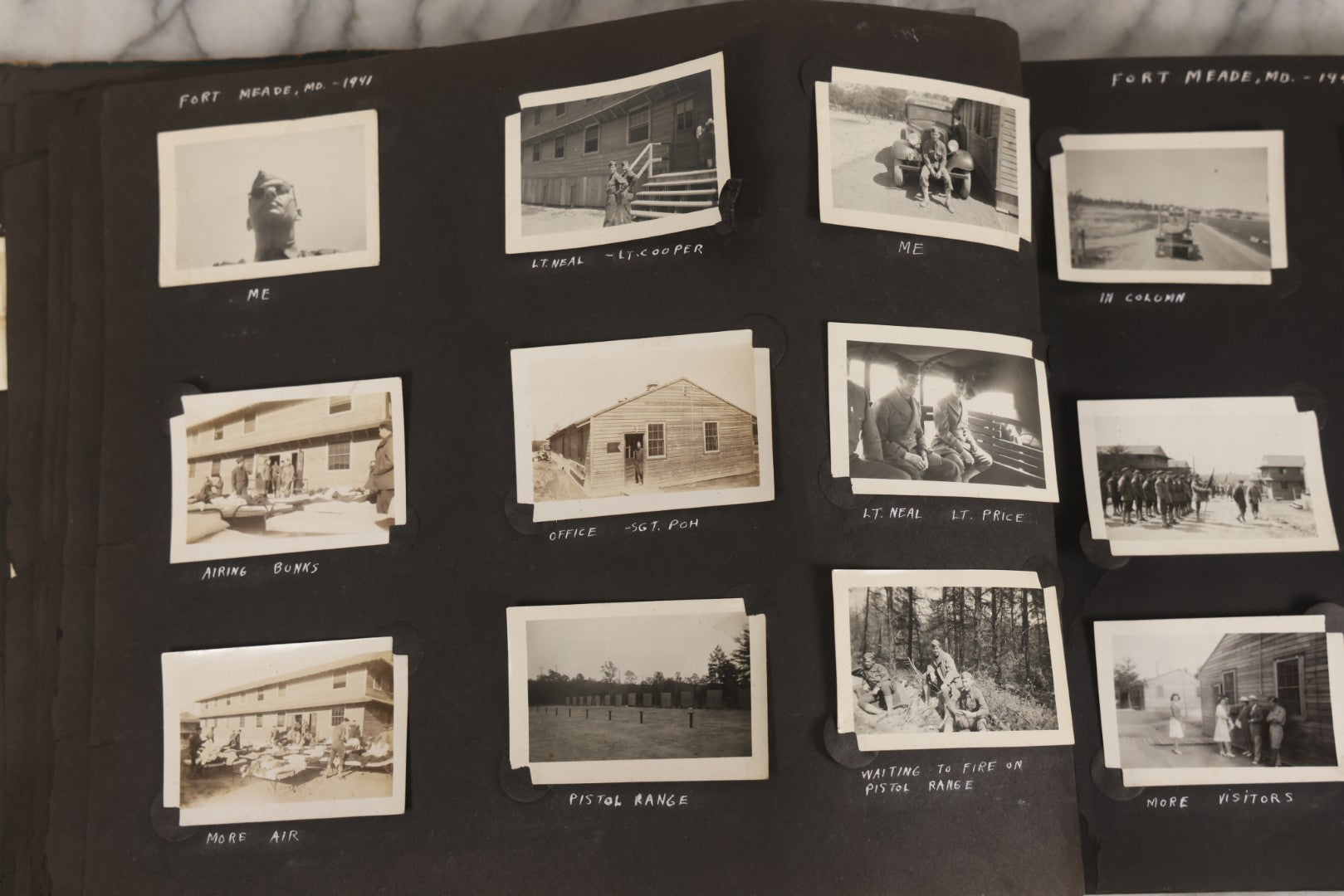 Lot 046 - Pair Of Vintage Snapshot Photo Albums Containing 600+ Photos Of Army National Guard Training & Life In The Lead Up To World War Two, 1938–1942, Albums Of Sgt. D.L. Dressler, With Notes Referencing Dec. 7, 1941 Pearl Harbor, Many Domestic Bases