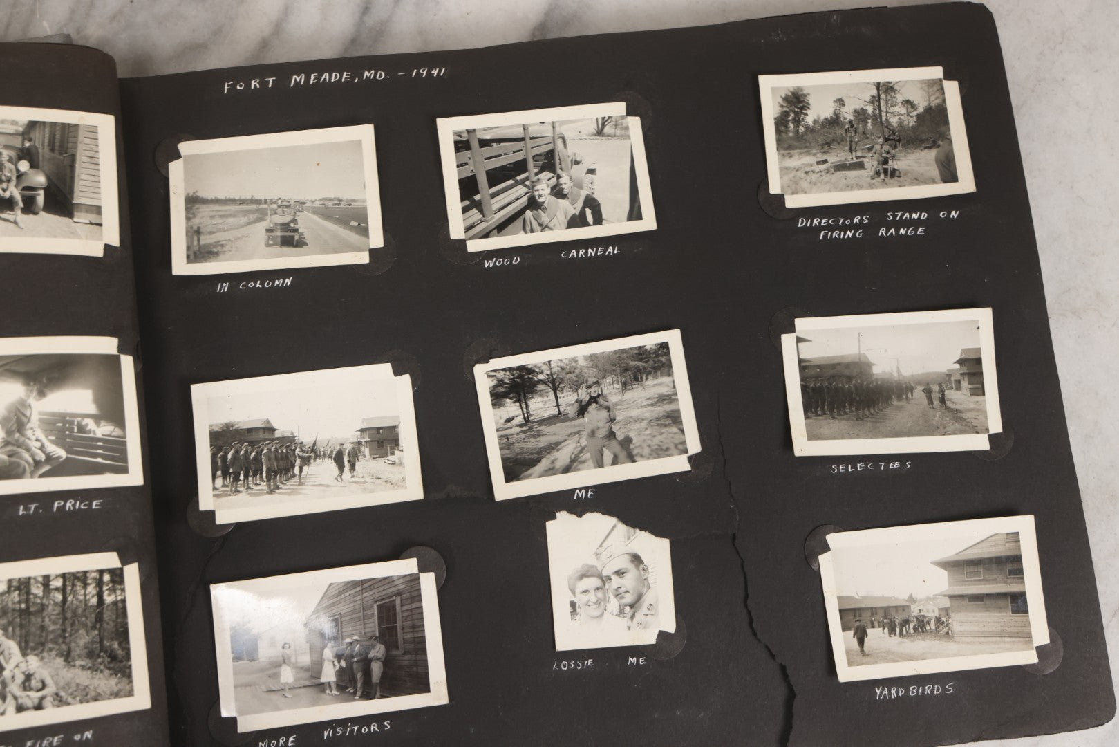 Lot 046 - Pair Of Vintage Snapshot Photo Albums Containing 600+ Photos Of Army National Guard Training & Life In The Lead Up To World War Two, 1938–1942, Albums Of Sgt. D.L. Dressler, With Notes Referencing Dec. 7, 1941 Pearl Harbor, Many Domestic Bases