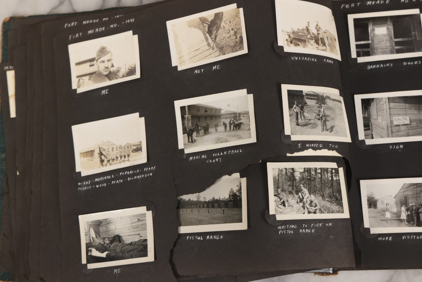 Lot 046 - Pair Of Vintage Snapshot Photo Albums Containing 600+ Photos Of Army National Guard Training & Life In The Lead Up To World War Two, 1938–1942, Albums Of Sgt. D.L. Dressler, With Notes Referencing Dec. 7, 1941 Pearl Harbor, Many Domestic Bases