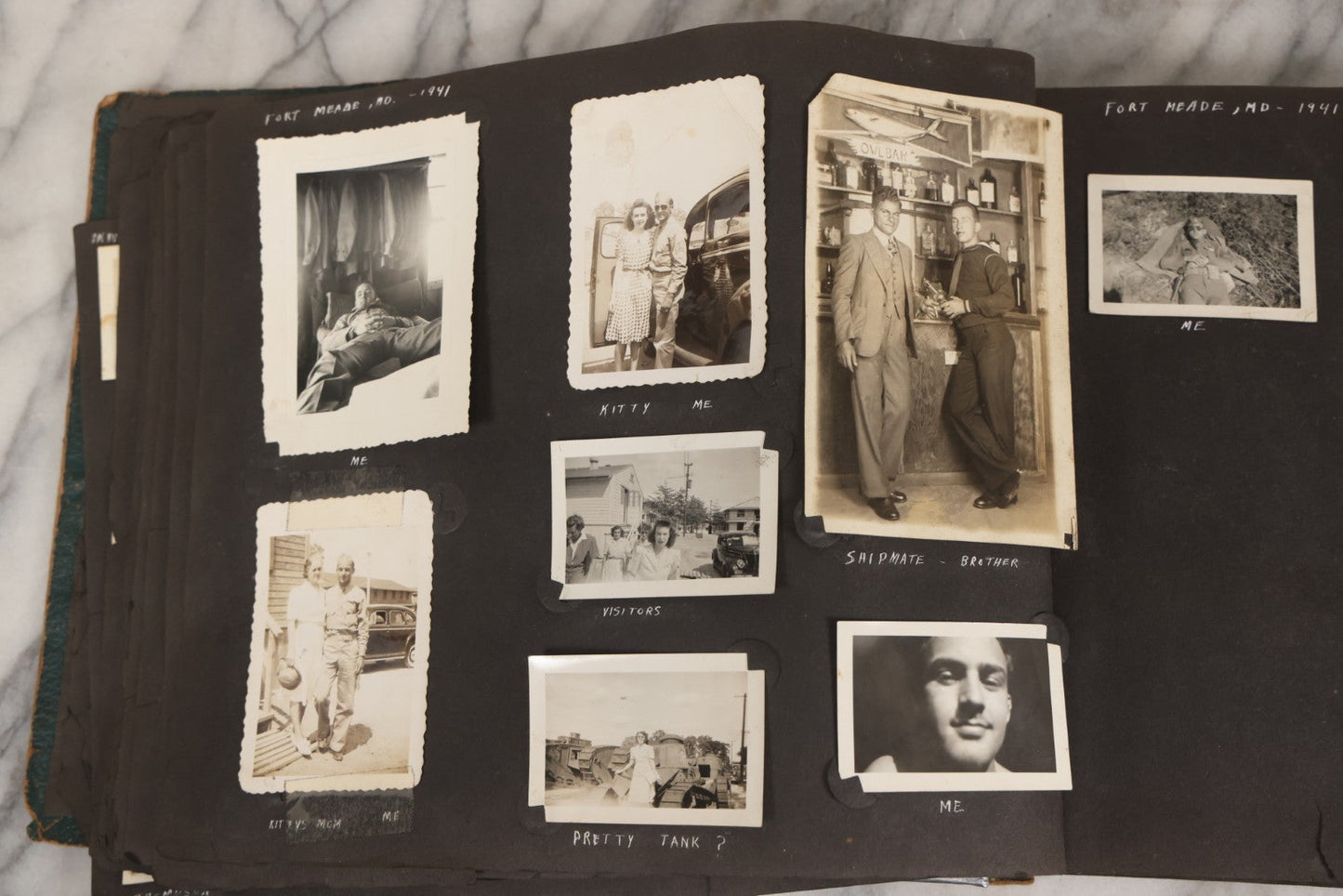 Lot 046 - Pair Of Vintage Snapshot Photo Albums Containing 600+ Photos Of Army National Guard Training & Life In The Lead Up To World War Two, 1938–1942, Albums Of Sgt. D.L. Dressler, With Notes Referencing Dec. 7, 1941 Pearl Harbor, Many Domestic Bases