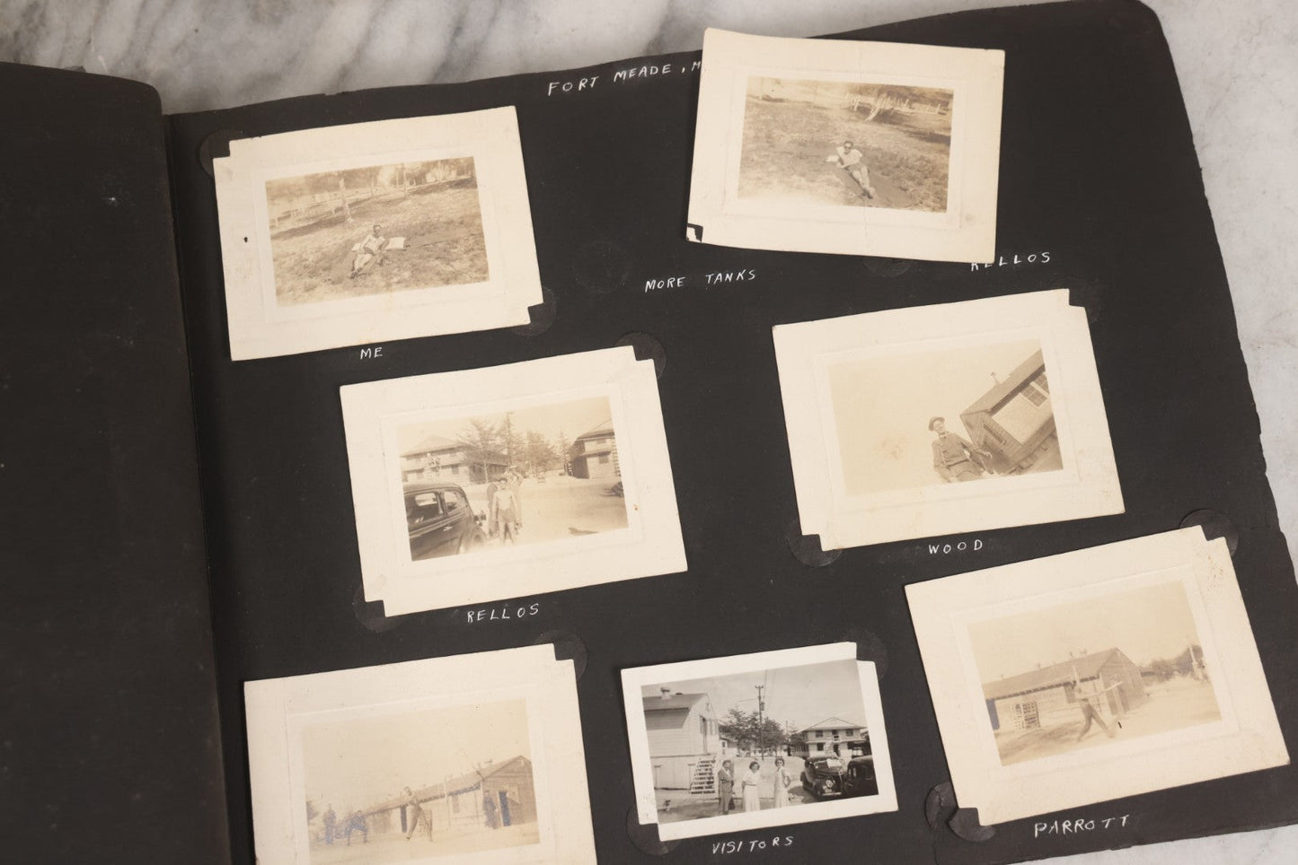 Lot 046 - Pair Of Vintage Snapshot Photo Albums Containing 600+ Photos Of Army National Guard Training & Life In The Lead Up To World War Two, 1938–1942, Albums Of Sgt. D.L. Dressler, With Notes Referencing Dec. 7, 1941 Pearl Harbor, Many Domestic Bases