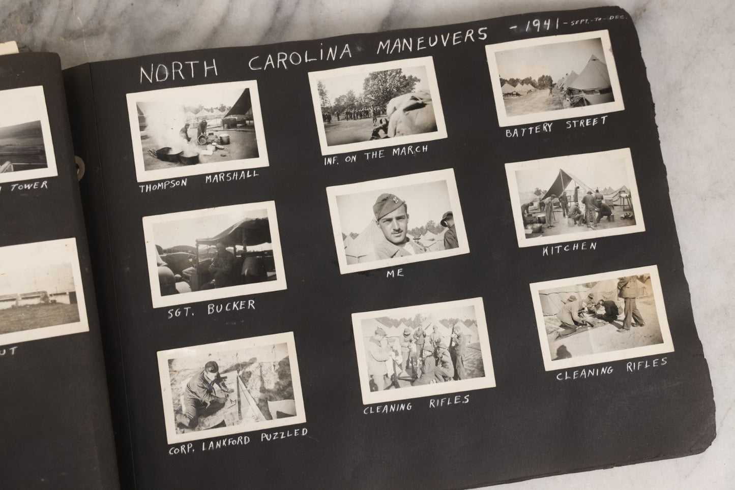 Lot 046 - Pair Of Vintage Snapshot Photo Albums Containing 600+ Photos Of Army National Guard Training & Life In The Lead Up To World War Two, 1938–1942, Albums Of Sgt. D.L. Dressler, With Notes Referencing Dec. 7, 1941 Pearl Harbor, Many Domestic Bases