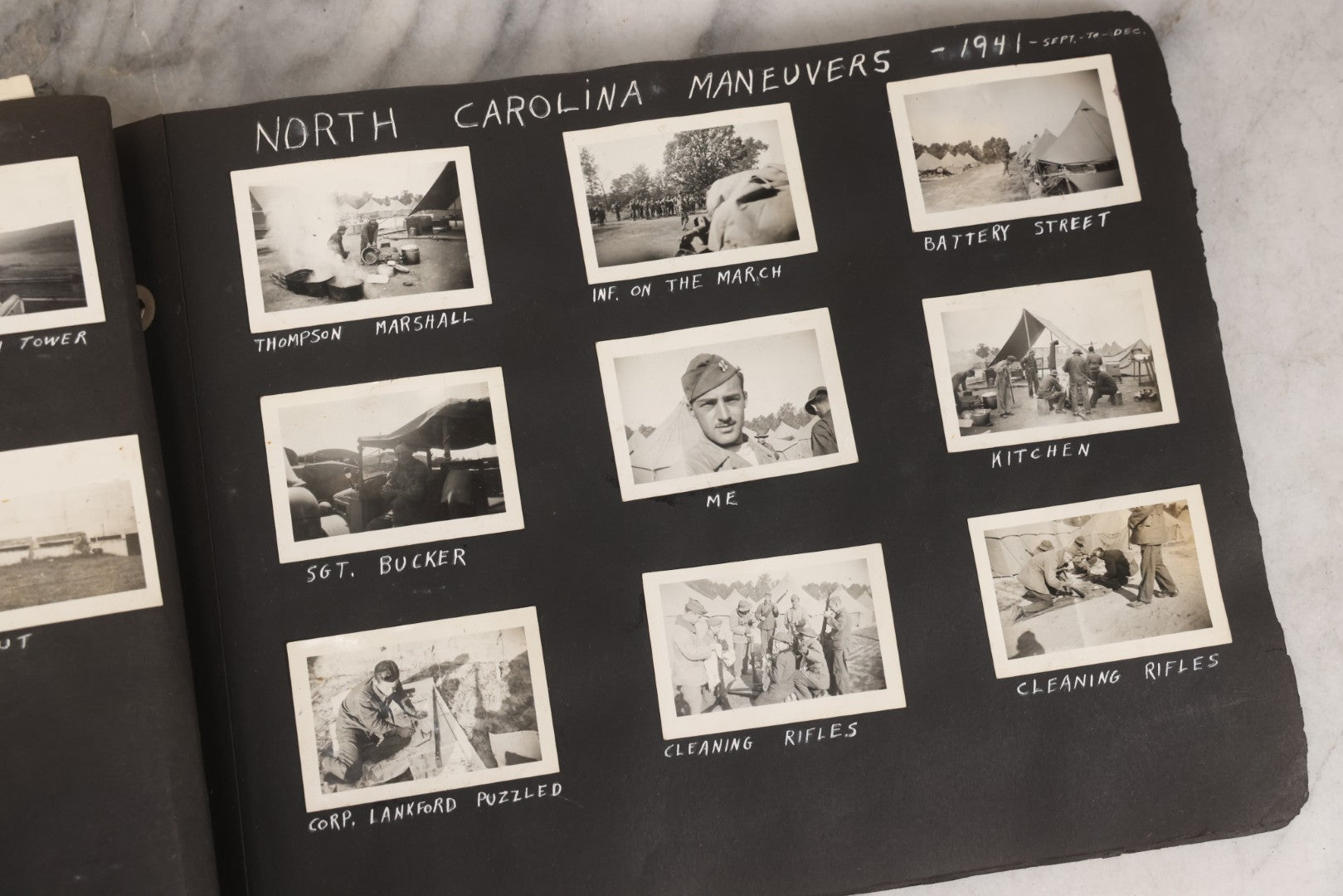 Lot 046 - Pair Of Vintage Snapshot Photo Albums Containing 600+ Photos Of Army National Guard Training & Life In The Lead Up To World War Two, 1938–1942, Albums Of Sgt. D.L. Dressler, With Notes Referencing Dec. 7, 1941 Pearl Harbor, Many Domestic Bases