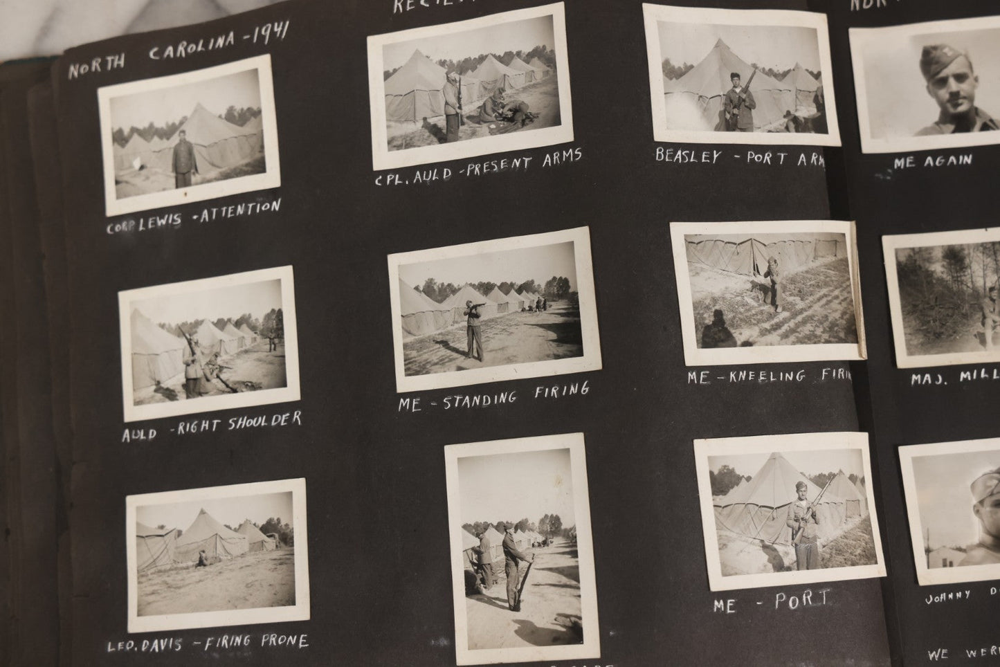 Lot 046 - Pair Of Vintage Snapshot Photo Albums Containing 600+ Photos Of Army National Guard Training & Life In The Lead Up To World War Two, 1938–1942, Albums Of Sgt. D.L. Dressler, With Notes Referencing Dec. 7, 1941 Pearl Harbor, Many Domestic Bases