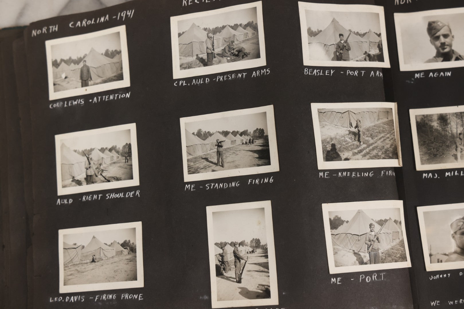 Lot 046 - Pair Of Vintage Snapshot Photo Albums Containing 600+ Photos Of Army National Guard Training & Life In The Lead Up To World War Two, 1938–1942, Albums Of Sgt. D.L. Dressler, With Notes Referencing Dec. 7, 1941 Pearl Harbor, Many Domestic Bases