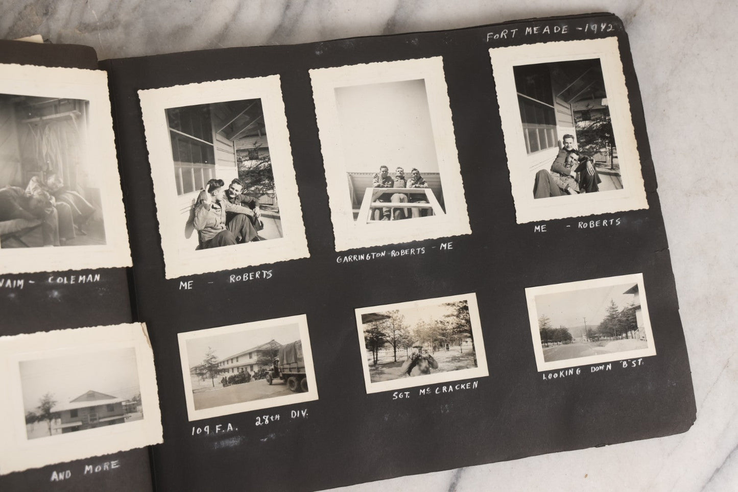 Lot 046 - Pair Of Vintage Snapshot Photo Albums Containing 600+ Photos Of Army National Guard Training & Life In The Lead Up To World War Two, 1938–1942, Albums Of Sgt. D.L. Dressler, With Notes Referencing Dec. 7, 1941 Pearl Harbor, Many Domestic Bases