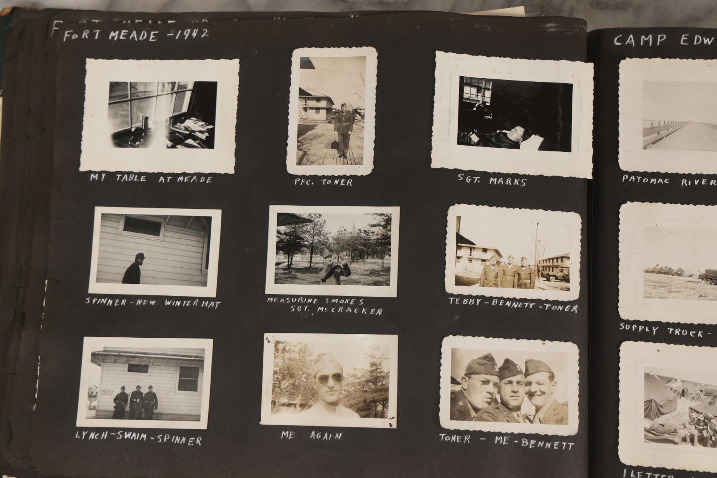 Lot 046 - Pair Of Vintage Snapshot Photo Albums Containing 600+ Photos Of Army National Guard Training & Life In The Lead Up To World War Two, 1938–1942, Albums Of Sgt. D.L. Dressler, With Notes Referencing Dec. 7, 1941 Pearl Harbor, Many Domestic Bases