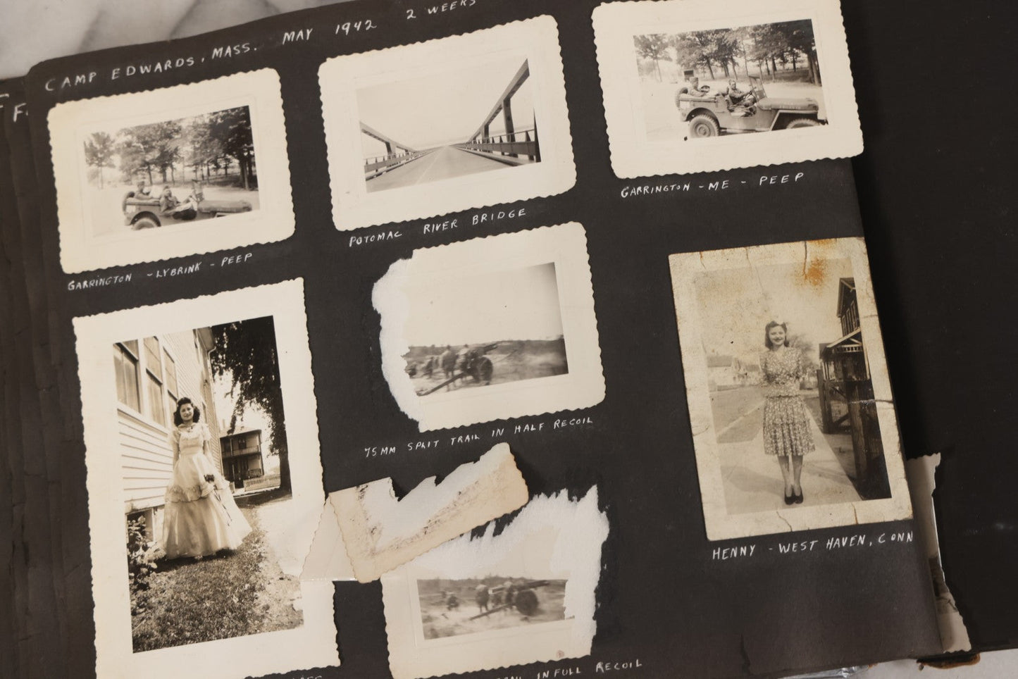 Lot 046 - Pair Of Vintage Snapshot Photo Albums Containing 600+ Photos Of Army National Guard Training & Life In The Lead Up To World War Two, 1938–1942, Albums Of Sgt. D.L. Dressler, With Notes Referencing Dec. 7, 1941 Pearl Harbor, Many Domestic Bases