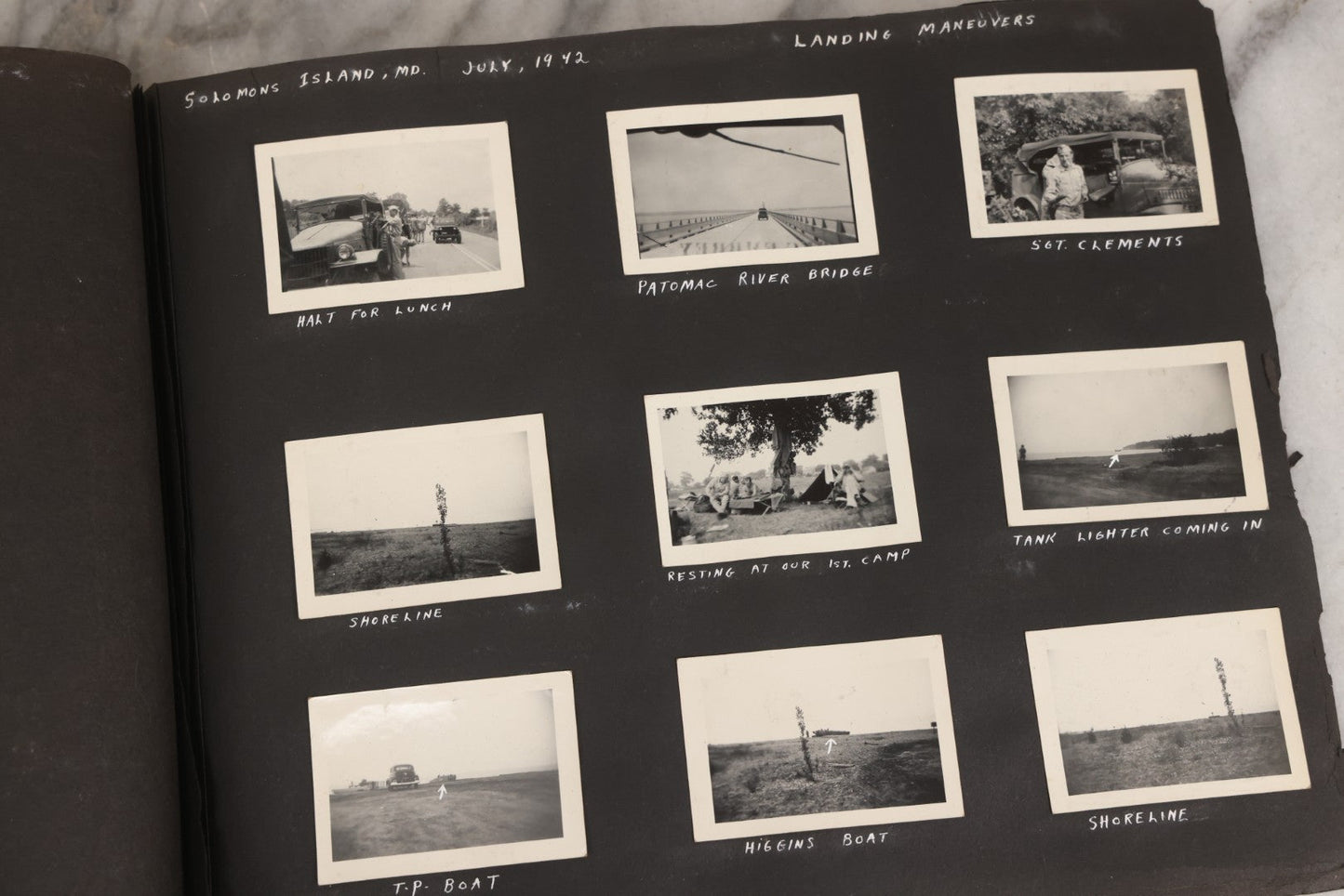 Lot 046 - Pair Of Vintage Snapshot Photo Albums Containing 600+ Photos Of Army National Guard Training & Life In The Lead Up To World War Two, 1938–1942, Albums Of Sgt. D.L. Dressler, With Notes Referencing Dec. 7, 1941 Pearl Harbor, Many Domestic Bases