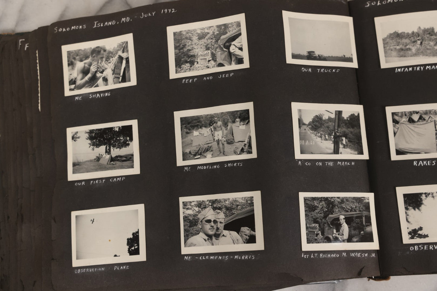 Lot 046 - Pair Of Vintage Snapshot Photo Albums Containing 600+ Photos Of Army National Guard Training & Life In The Lead Up To World War Two, 1938–1942, Albums Of Sgt. D.L. Dressler, With Notes Referencing Dec. 7, 1941 Pearl Harbor, Many Domestic Bases