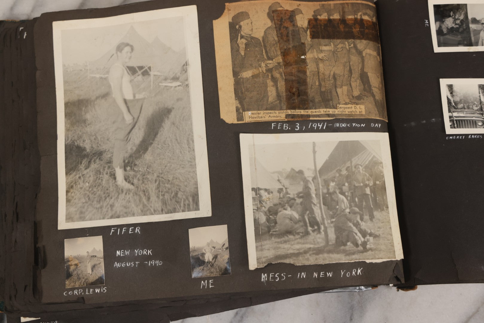 Lot 046 - Pair Of Vintage Snapshot Photo Albums Containing 600+ Photos Of Army National Guard Training & Life In The Lead Up To World War Two, 1938–1942, Albums Of Sgt. D.L. Dressler, With Notes Referencing Dec. 7, 1941 Pearl Harbor, Many Domestic Bases