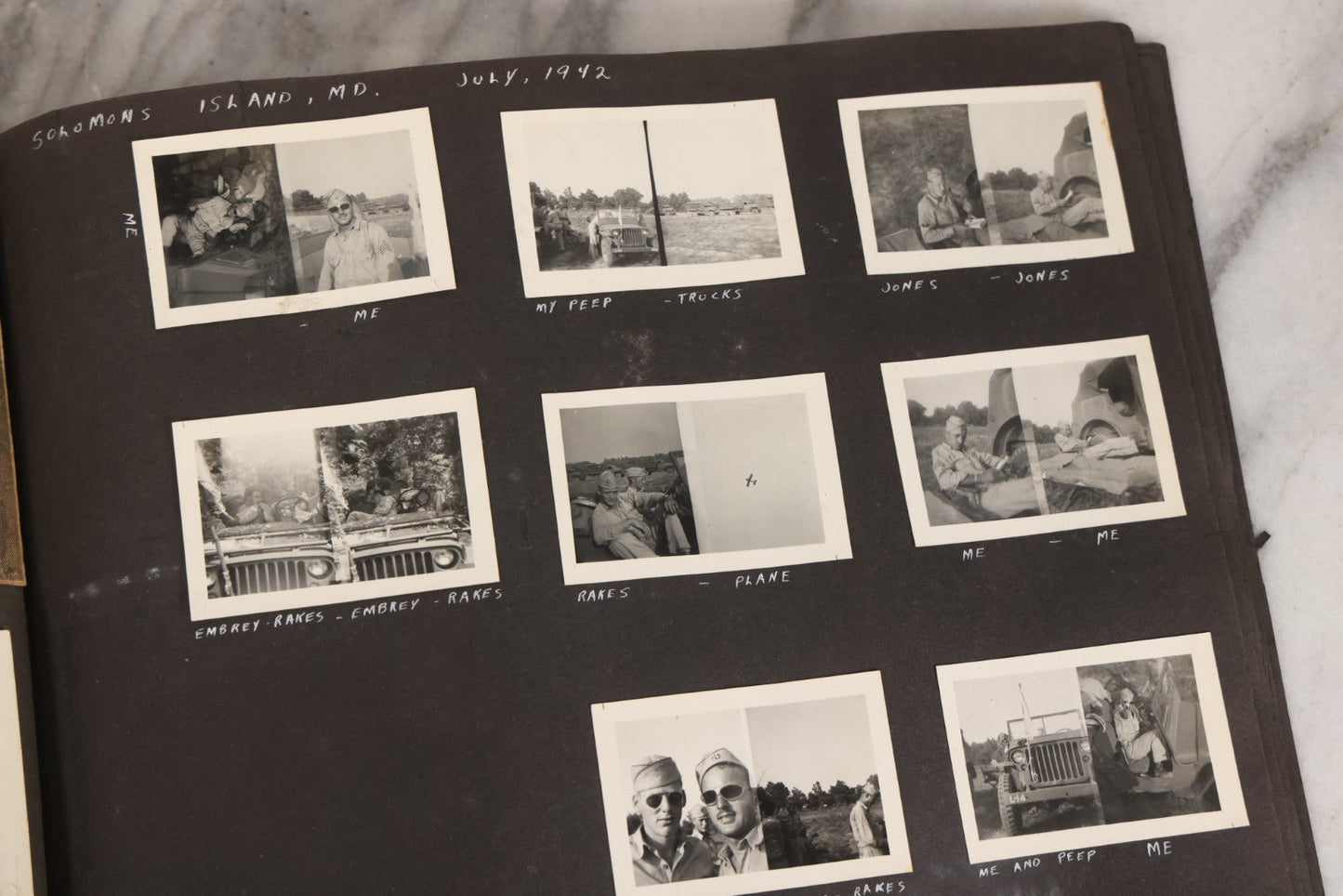 Lot 046 - Pair Of Vintage Snapshot Photo Albums Containing 600+ Photos Of Army National Guard Training & Life In The Lead Up To World War Two, 1938–1942, Albums Of Sgt. D.L. Dressler, With Notes Referencing Dec. 7, 1941 Pearl Harbor, Many Domestic Bases