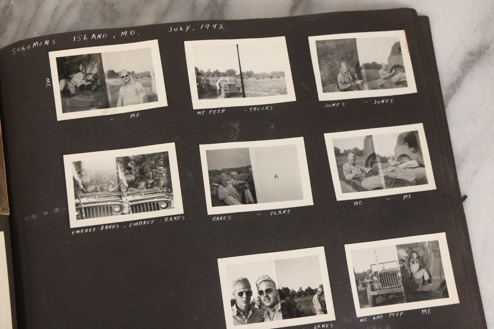 Lot 046 - Pair Of Vintage Snapshot Photo Albums Containing 600+ Photos Of Army National Guard Training & Life In The Lead Up To World War Two, 1938–1942, Albums Of Sgt. D.L. Dressler, With Notes Referencing Dec. 7, 1941 Pearl Harbor, Many Domestic Bases