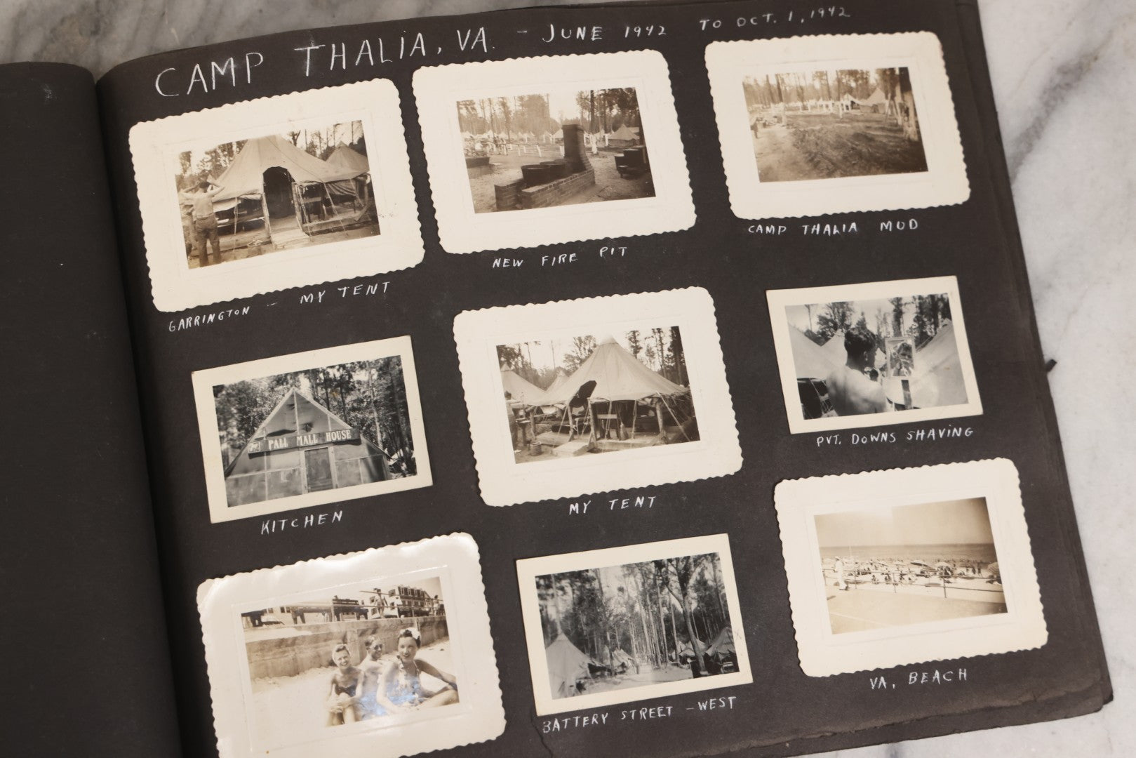 Lot 046 - Pair Of Vintage Snapshot Photo Albums Containing 600+ Photos Of Army National Guard Training & Life In The Lead Up To World War Two, 1938–1942, Albums Of Sgt. D.L. Dressler, With Notes Referencing Dec. 7, 1941 Pearl Harbor, Many Domestic Bases