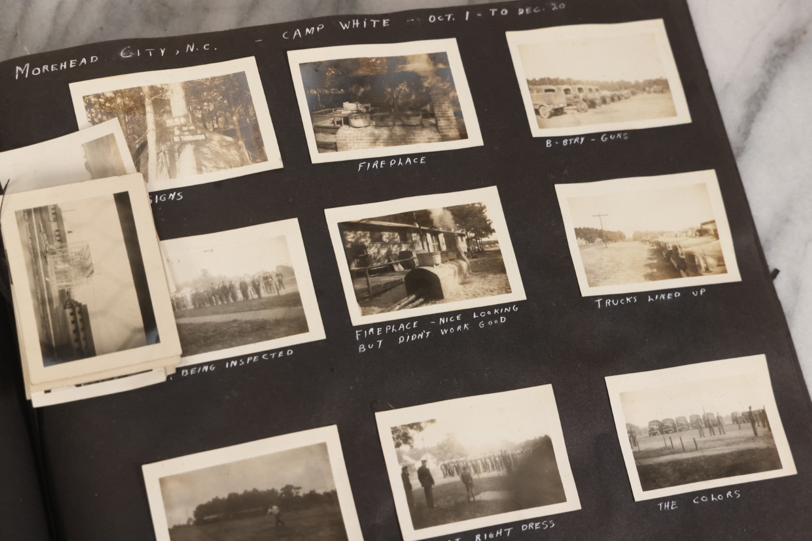 Lot 046 - Pair Of Vintage Snapshot Photo Albums Containing 600+ Photos Of Army National Guard Training & Life In The Lead Up To World War Two, 1938–1942, Albums Of Sgt. D.L. Dressler, With Notes Referencing Dec. 7, 1941 Pearl Harbor, Many Domestic Bases