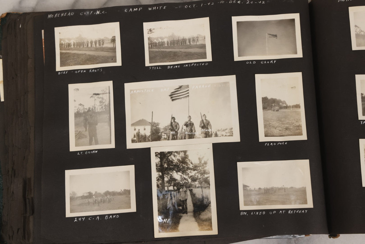 Lot 046 - Pair Of Vintage Snapshot Photo Albums Containing 600+ Photos Of Army National Guard Training & Life In The Lead Up To World War Two, 1938–1942, Albums Of Sgt. D.L. Dressler, With Notes Referencing Dec. 7, 1941 Pearl Harbor, Many Domestic Bases