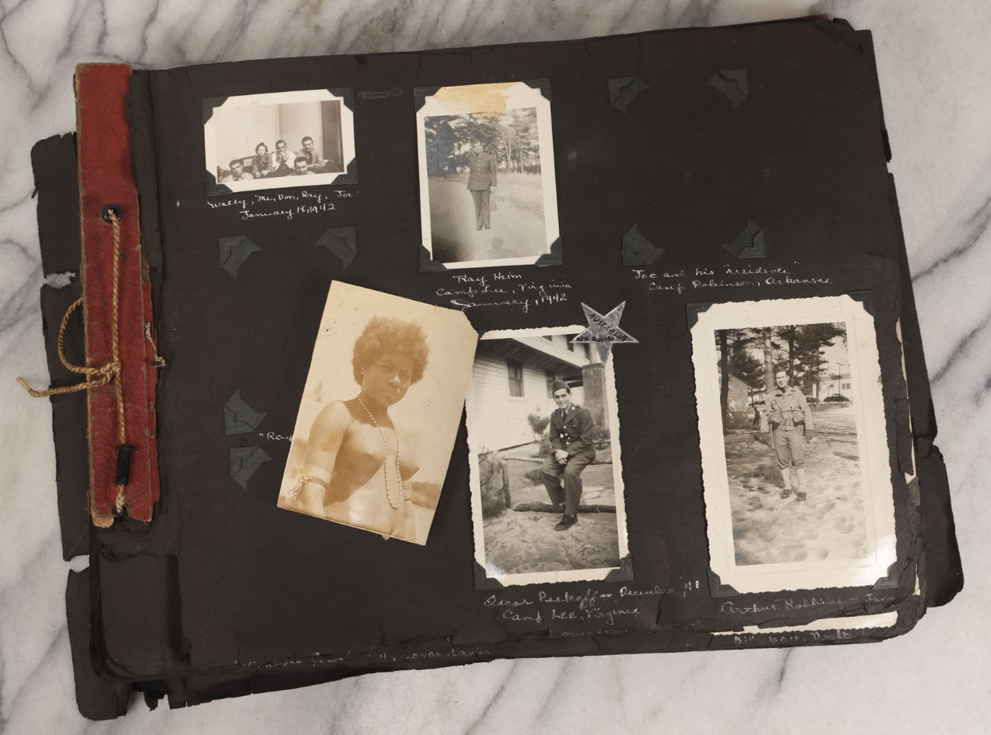Lot 046 - Pair Of Vintage Snapshot Photo Albums Containing 600+ Photos Of Army National Guard Training & Life In The Lead Up To World War Two, 1938–1942, Albums Of Sgt. D.L. Dressler, With Notes Referencing Dec. 7, 1941 Pearl Harbor, Many Domestic Bases