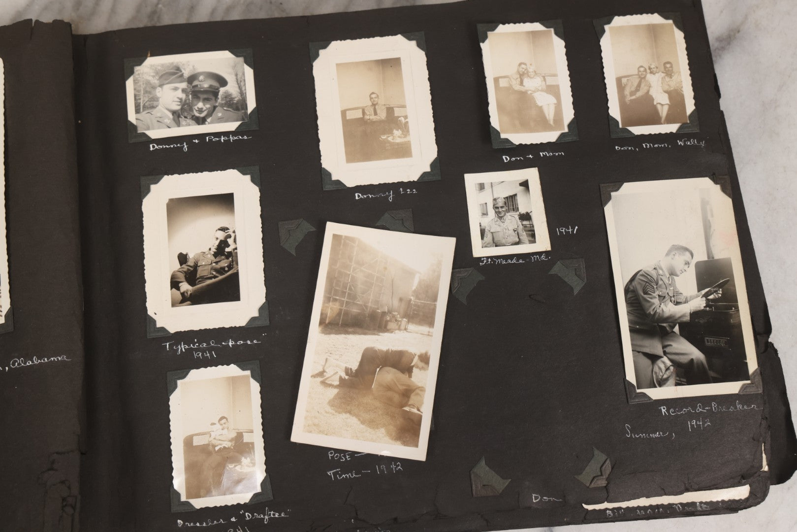 Lot 046 - Pair Of Vintage Snapshot Photo Albums Containing 600+ Photos Of Army National Guard Training & Life In The Lead Up To World War Two, 1938–1942, Albums Of Sgt. D.L. Dressler, With Notes Referencing Dec. 7, 1941 Pearl Harbor, Many Domestic Bases