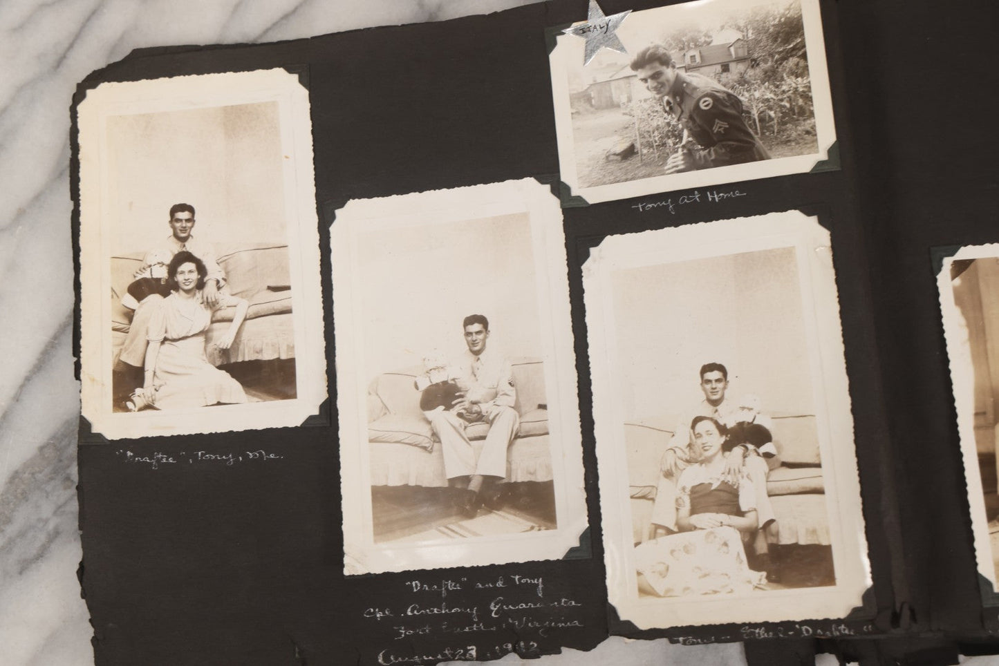 Lot 046 - Pair Of Vintage Snapshot Photo Albums Containing 600+ Photos Of Army National Guard Training & Life In The Lead Up To World War Two, 1938–1942, Albums Of Sgt. D.L. Dressler, With Notes Referencing Dec. 7, 1941 Pearl Harbor, Many Domestic Bases