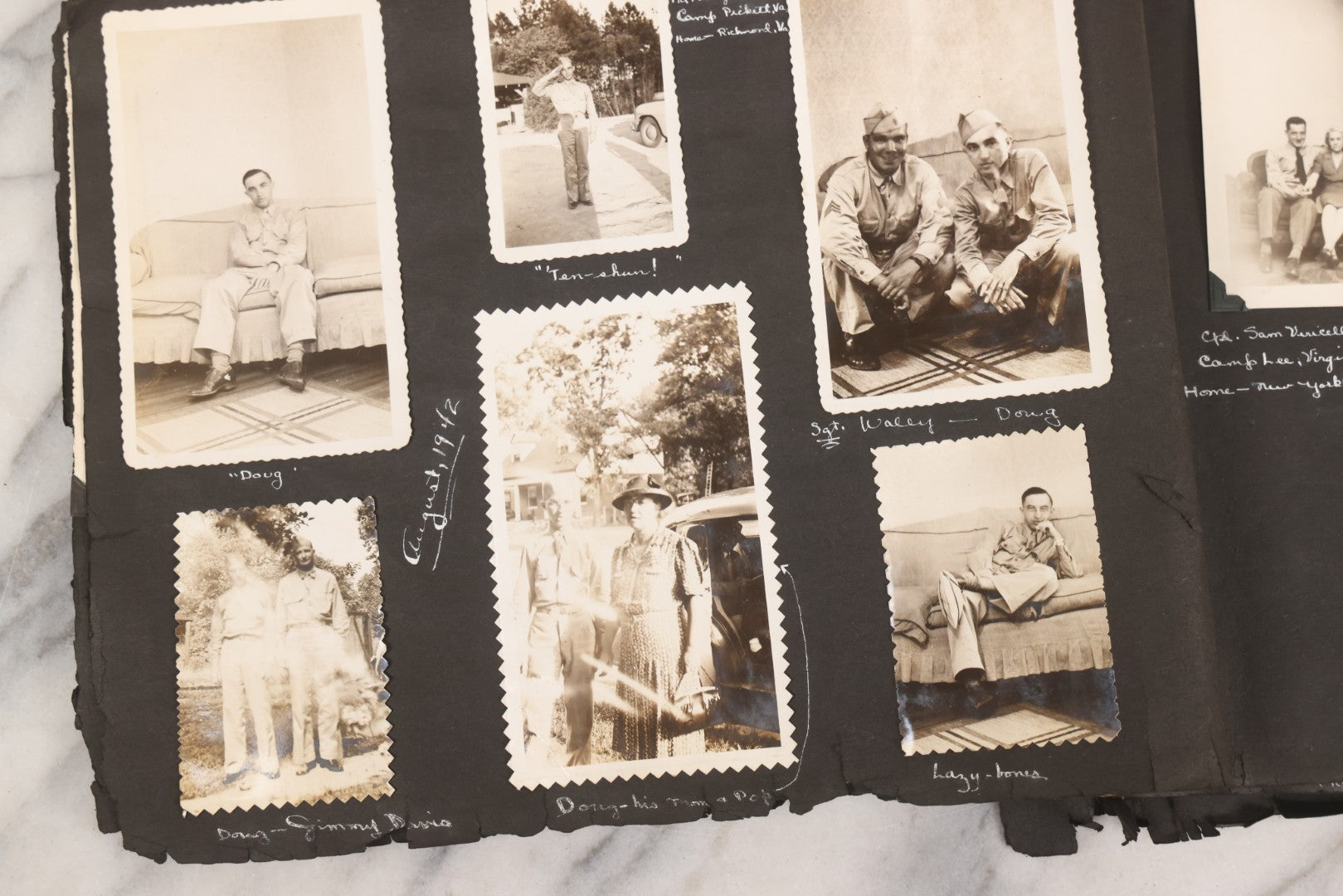 Lot 046 - Pair Of Vintage Snapshot Photo Albums Containing 600+ Photos Of Army National Guard Training & Life In The Lead Up To World War Two, 1938–1942, Albums Of Sgt. D.L. Dressler, With Notes Referencing Dec. 7, 1941 Pearl Harbor, Many Domestic Bases
