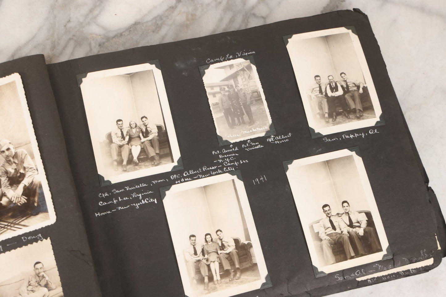 Lot 046 - Pair Of Vintage Snapshot Photo Albums Containing 600+ Photos Of Army National Guard Training & Life In The Lead Up To World War Two, 1938–1942, Albums Of Sgt. D.L. Dressler, With Notes Referencing Dec. 7, 1941 Pearl Harbor, Many Domestic Bases