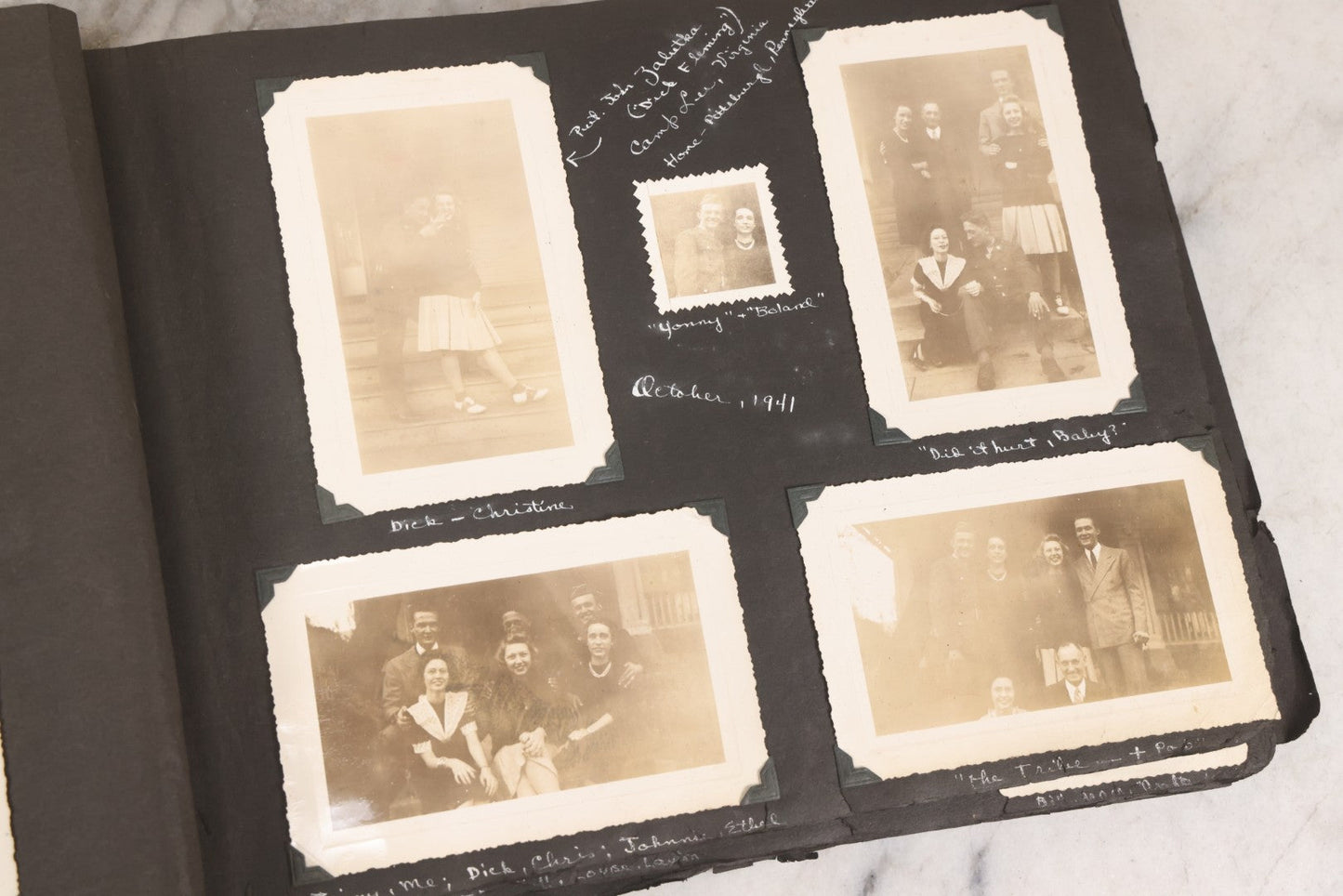 Lot 046 - Pair Of Vintage Snapshot Photo Albums Containing 600+ Photos Of Army National Guard Training & Life In The Lead Up To World War Two, 1938–1942, Albums Of Sgt. D.L. Dressler, With Notes Referencing Dec. 7, 1941 Pearl Harbor, Many Domestic Bases