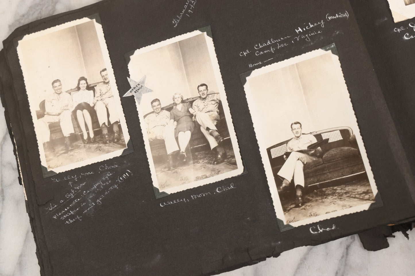 Lot 046 - Pair Of Vintage Snapshot Photo Albums Containing 600+ Photos Of Army National Guard Training & Life In The Lead Up To World War Two, 1938–1942, Albums Of Sgt. D.L. Dressler, With Notes Referencing Dec. 7, 1941 Pearl Harbor, Many Domestic Bases