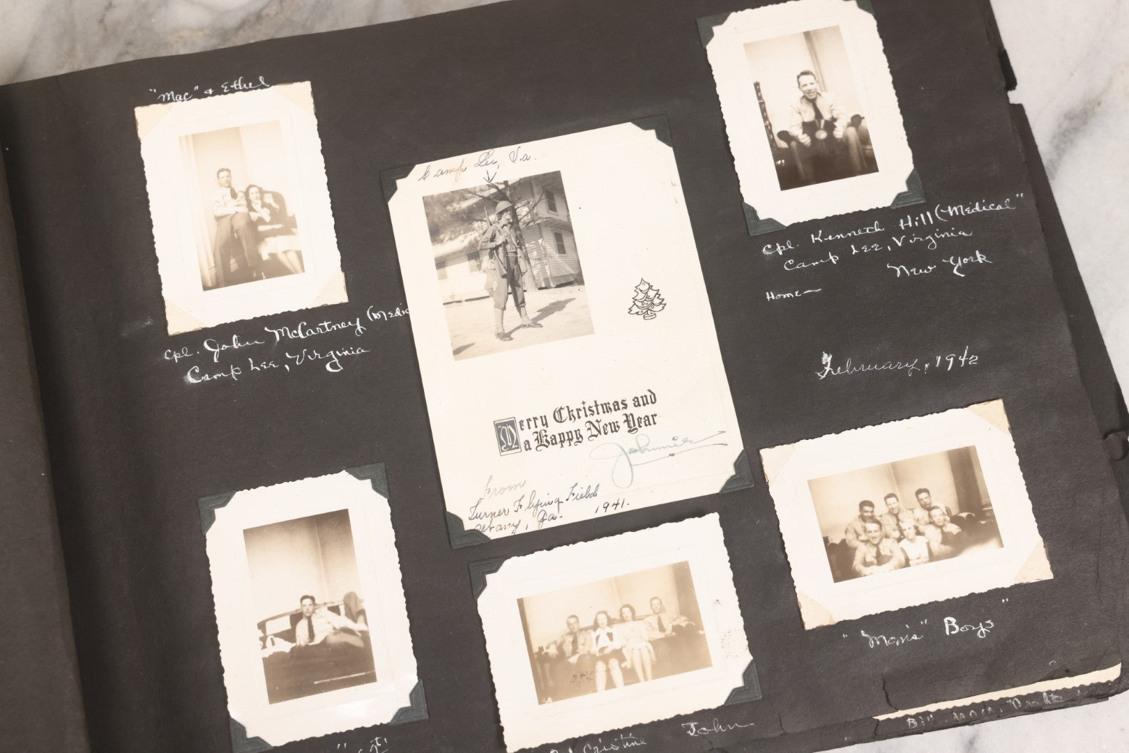 Lot 046 - Pair Of Vintage Snapshot Photo Albums Containing 600+ Photos Of Army National Guard Training & Life In The Lead Up To World War Two, 1938–1942, Albums Of Sgt. D.L. Dressler, With Notes Referencing Dec. 7, 1941 Pearl Harbor, Many Domestic Bases