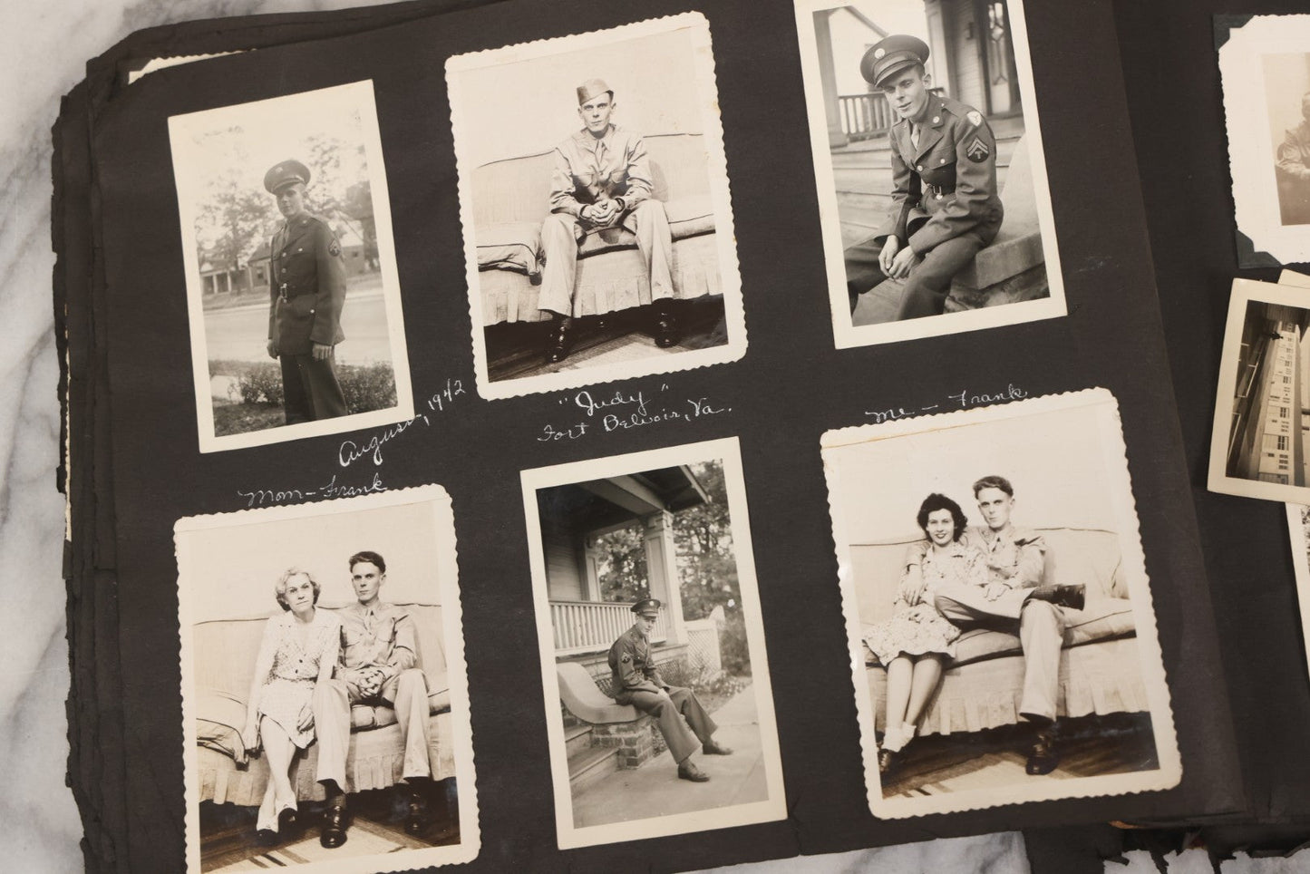 Lot 046 - Pair Of Vintage Snapshot Photo Albums Containing 600+ Photos Of Army National Guard Training & Life In The Lead Up To World War Two, 1938–1942, Albums Of Sgt. D.L. Dressler, With Notes Referencing Dec. 7, 1941 Pearl Harbor, Many Domestic Bases
