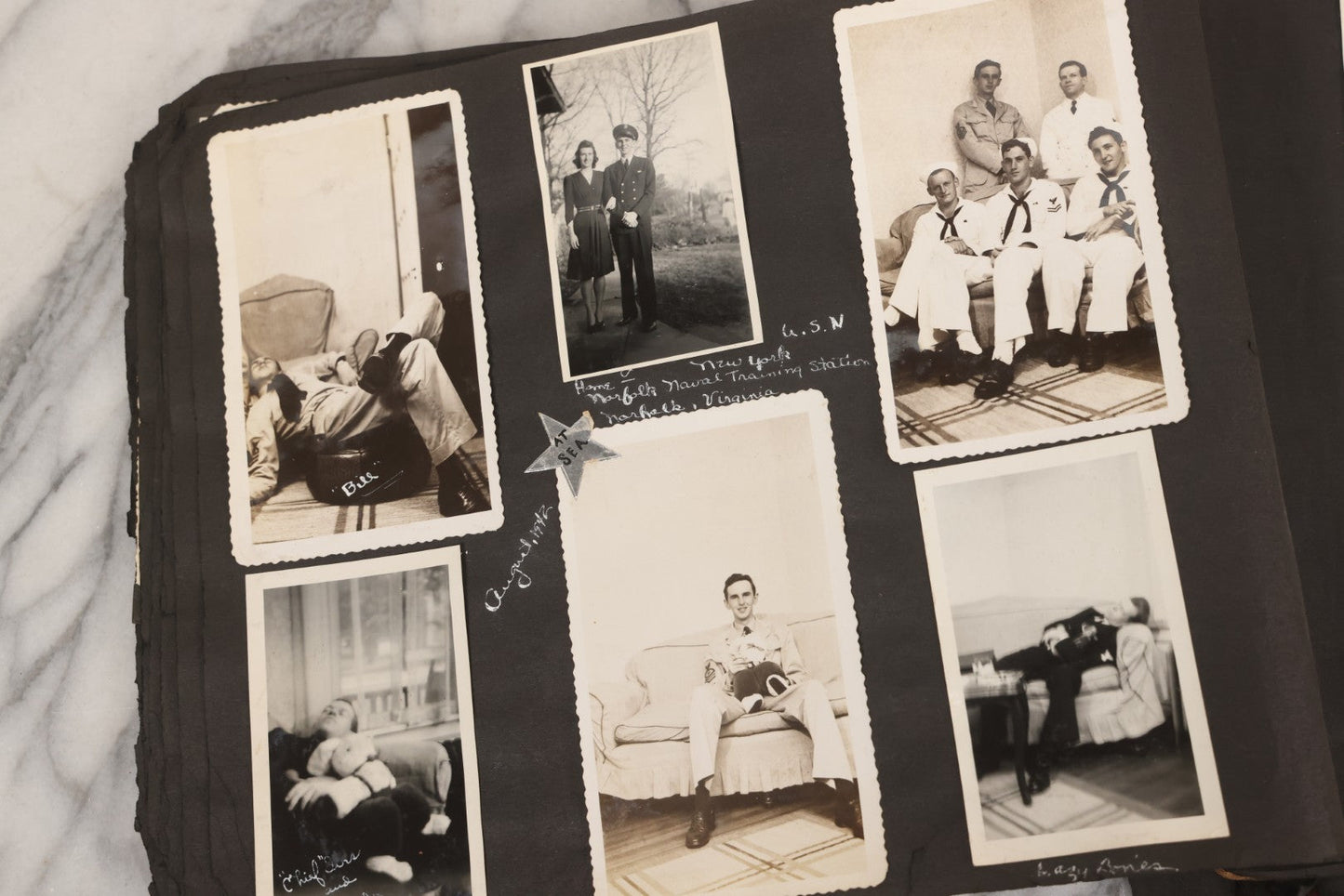 Lot 046 - Pair Of Vintage Snapshot Photo Albums Containing 600+ Photos Of Army National Guard Training & Life In The Lead Up To World War Two, 1938–1942, Albums Of Sgt. D.L. Dressler, With Notes Referencing Dec. 7, 1941 Pearl Harbor, Many Domestic Bases