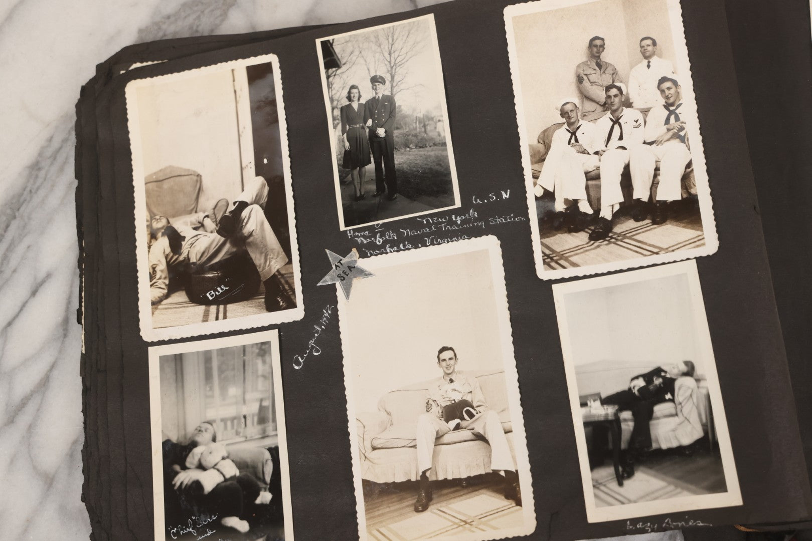 Lot 046 - Pair Of Vintage Snapshot Photo Albums Containing 600+ Photos Of Army National Guard Training & Life In The Lead Up To World War Two, 1938–1942, Albums Of Sgt. D.L. Dressler, With Notes Referencing Dec. 7, 1941 Pearl Harbor, Many Domestic Bases