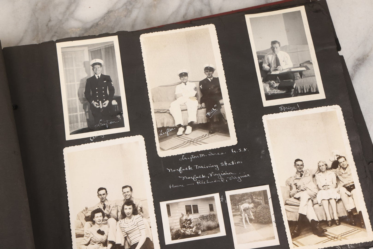 Lot 046 - Pair Of Vintage Snapshot Photo Albums Containing 600+ Photos Of Army National Guard Training & Life In The Lead Up To World War Two, 1938–1942, Albums Of Sgt. D.L. Dressler, With Notes Referencing Dec. 7, 1941 Pearl Harbor, Many Domestic Bases