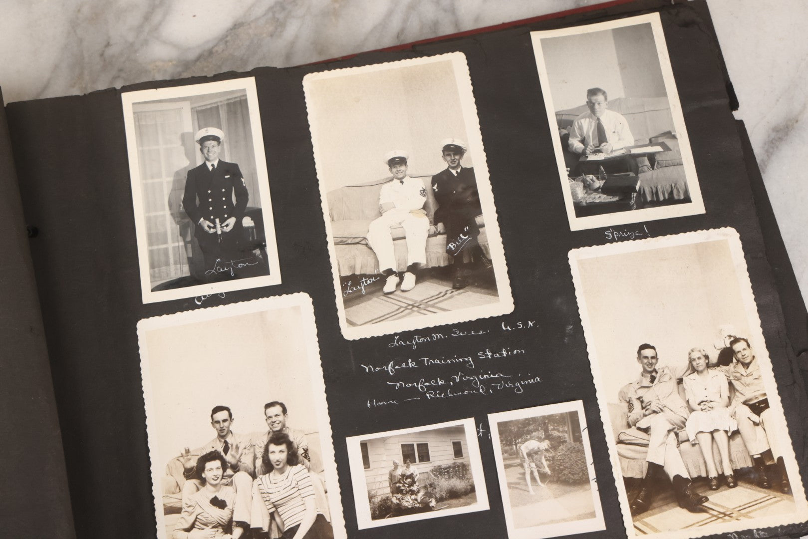 Lot 046 - Pair Of Vintage Snapshot Photo Albums Containing 600+ Photos Of Army National Guard Training & Life In The Lead Up To World War Two, 1938–1942, Albums Of Sgt. D.L. Dressler, With Notes Referencing Dec. 7, 1941 Pearl Harbor, Many Domestic Bases