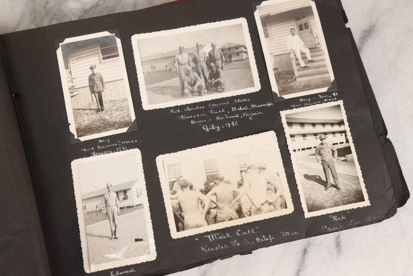 Lot 046 - Pair Of Vintage Snapshot Photo Albums Containing 600+ Photos Of Army National Guard Training & Life In The Lead Up To World War Two, 1938–1942, Albums Of Sgt. D.L. Dressler, With Notes Referencing Dec. 7, 1941 Pearl Harbor, Many Domestic Bases