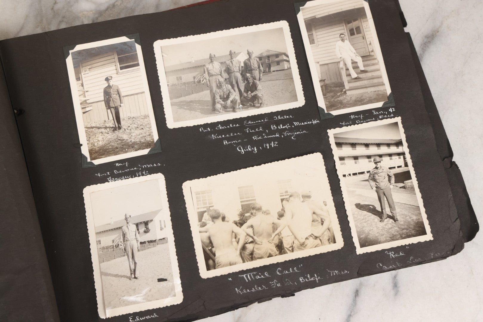 Lot 046 - Pair Of Vintage Snapshot Photo Albums Containing 600+ Photos Of Army National Guard Training & Life In The Lead Up To World War Two, 1938–1942, Albums Of Sgt. D.L. Dressler, With Notes Referencing Dec. 7, 1941 Pearl Harbor, Many Domestic Bases