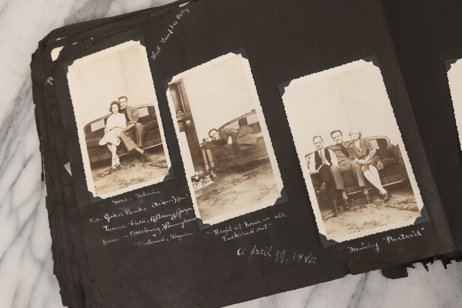 Lot 046 - Pair Of Vintage Snapshot Photo Albums Containing 600+ Photos Of Army National Guard Training & Life In The Lead Up To World War Two, 1938–1942, Albums Of Sgt. D.L. Dressler, With Notes Referencing Dec. 7, 1941 Pearl Harbor, Many Domestic Bases