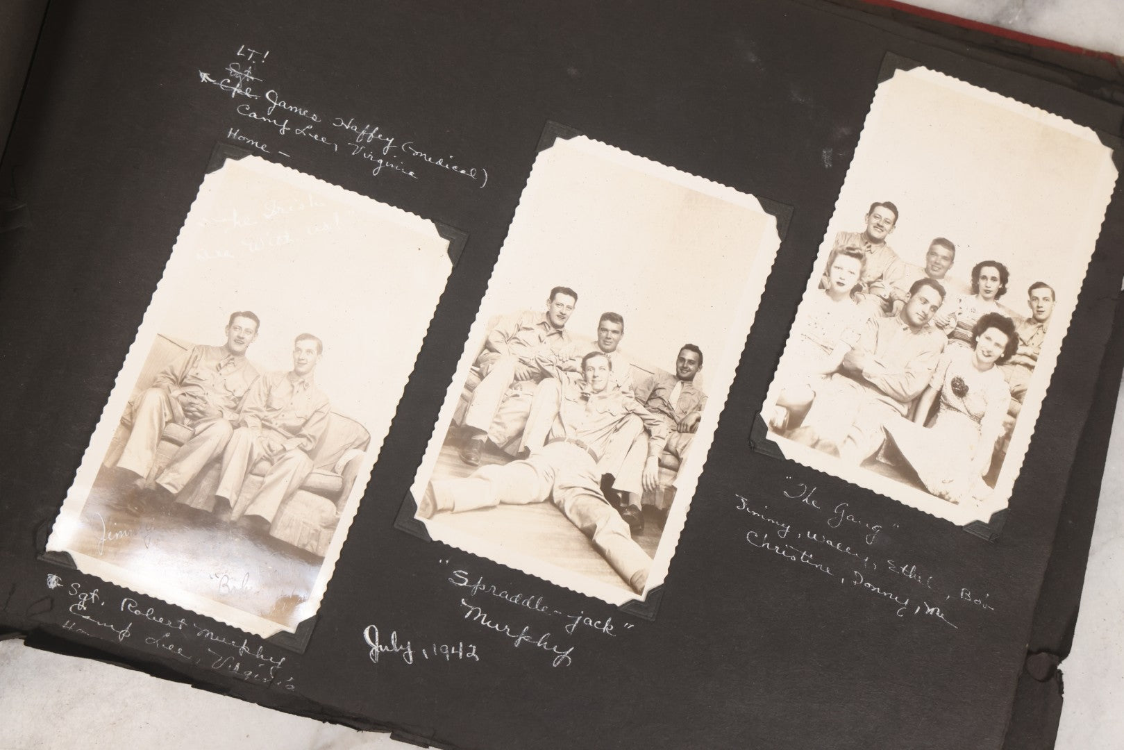 Lot 046 - Pair Of Vintage Snapshot Photo Albums Containing 600+ Photos Of Army National Guard Training & Life In The Lead Up To World War Two, 1938–1942, Albums Of Sgt. D.L. Dressler, With Notes Referencing Dec. 7, 1941 Pearl Harbor, Many Domestic Bases