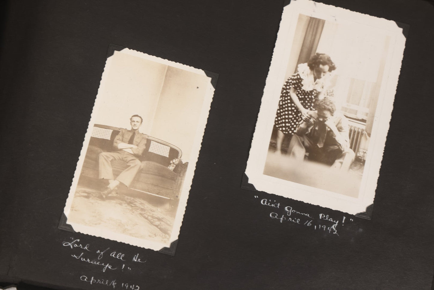 Lot 046 - Pair Of Vintage Snapshot Photo Albums Containing 600+ Photos Of Army National Guard Training & Life In The Lead Up To World War Two, 1938–1942, Albums Of Sgt. D.L. Dressler, With Notes Referencing Dec. 7, 1941 Pearl Harbor, Many Domestic Bases