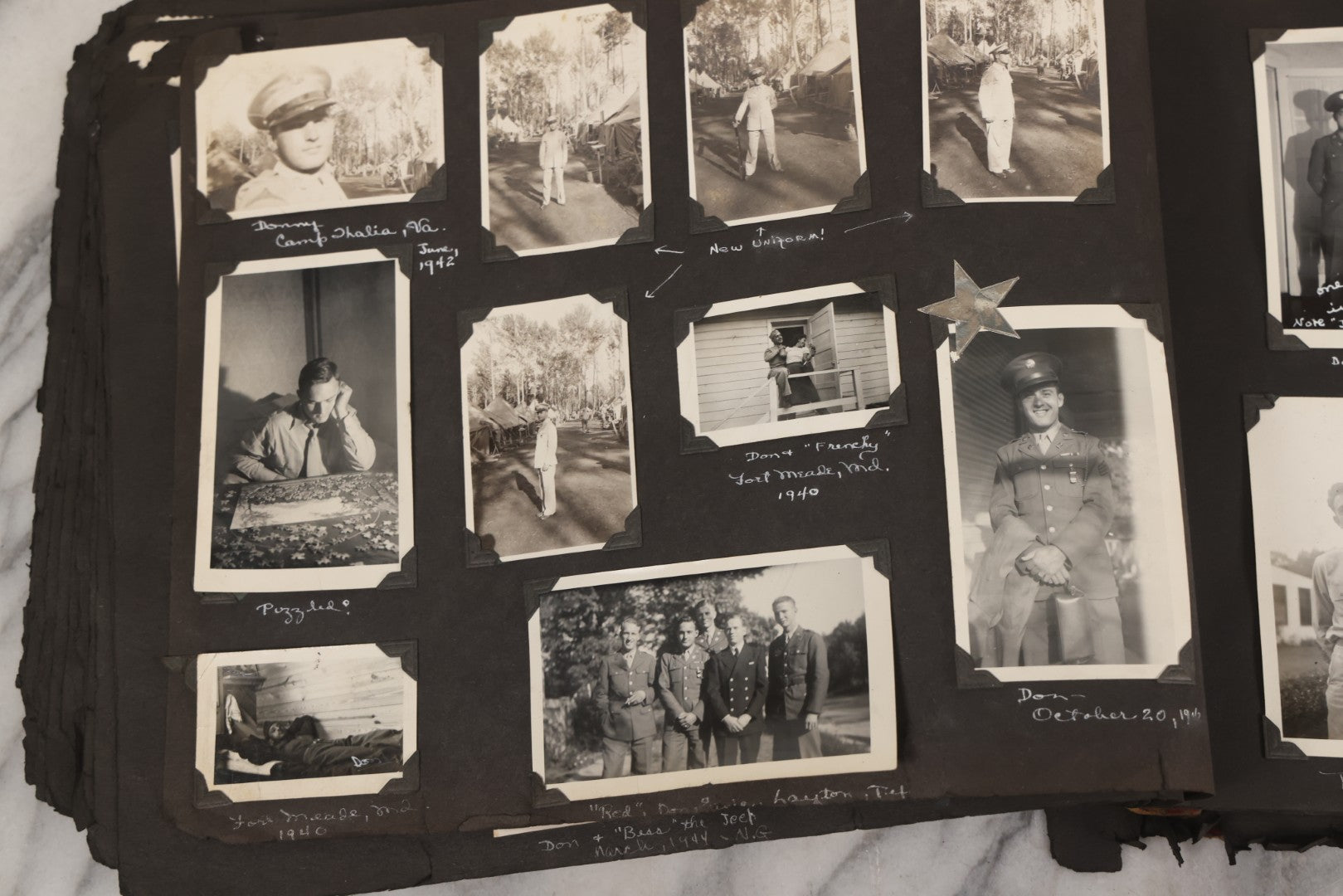 Lot 046 - Pair Of Vintage Snapshot Photo Albums Containing 600+ Photos Of Army National Guard Training & Life In The Lead Up To World War Two, 1938–1942, Albums Of Sgt. D.L. Dressler, With Notes Referencing Dec. 7, 1941 Pearl Harbor, Many Domestic Bases