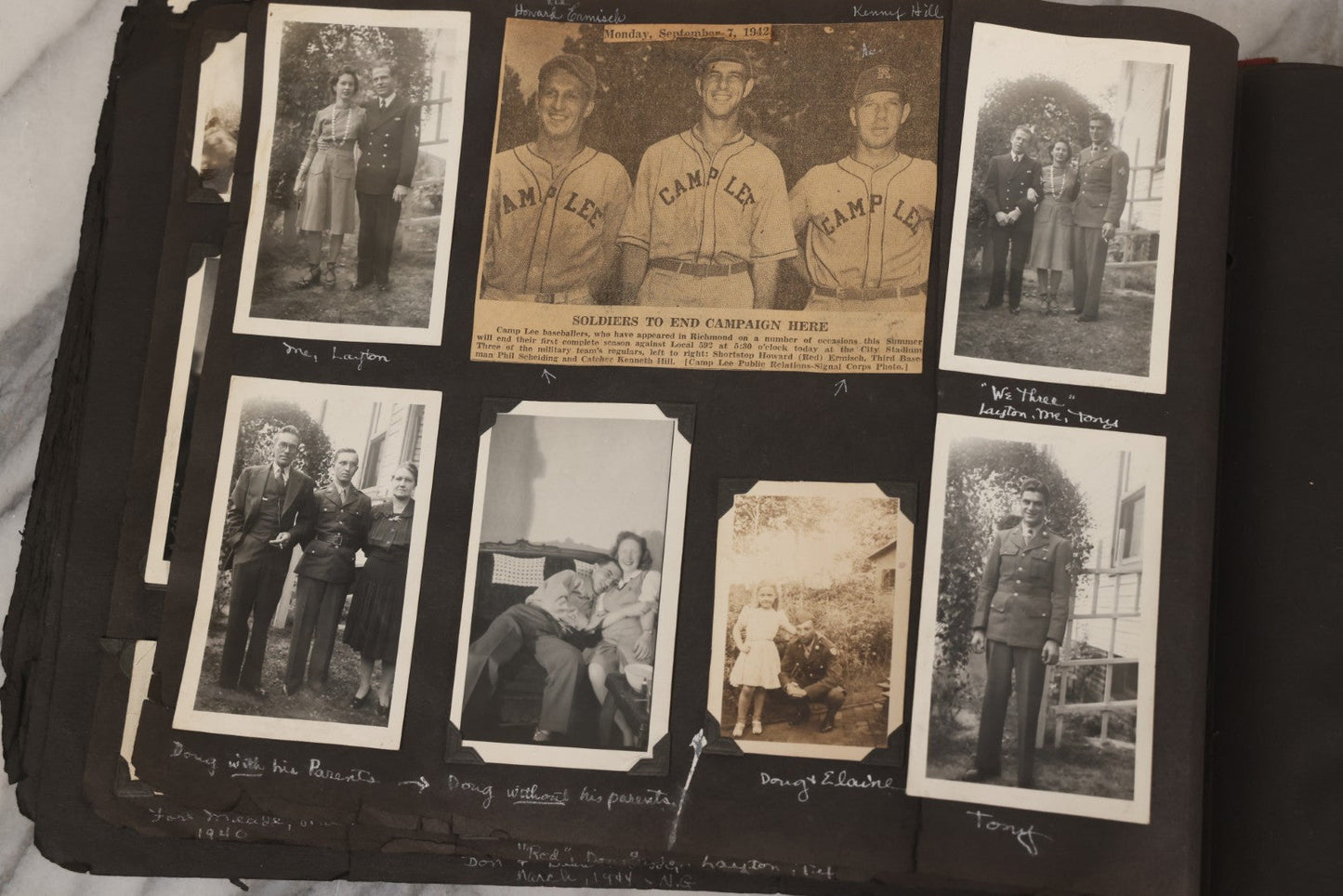 Lot 046 - Pair Of Vintage Snapshot Photo Albums Containing 600+ Photos Of Army National Guard Training & Life In The Lead Up To World War Two, 1938–1942, Albums Of Sgt. D.L. Dressler, With Notes Referencing Dec. 7, 1941 Pearl Harbor, Many Domestic Bases