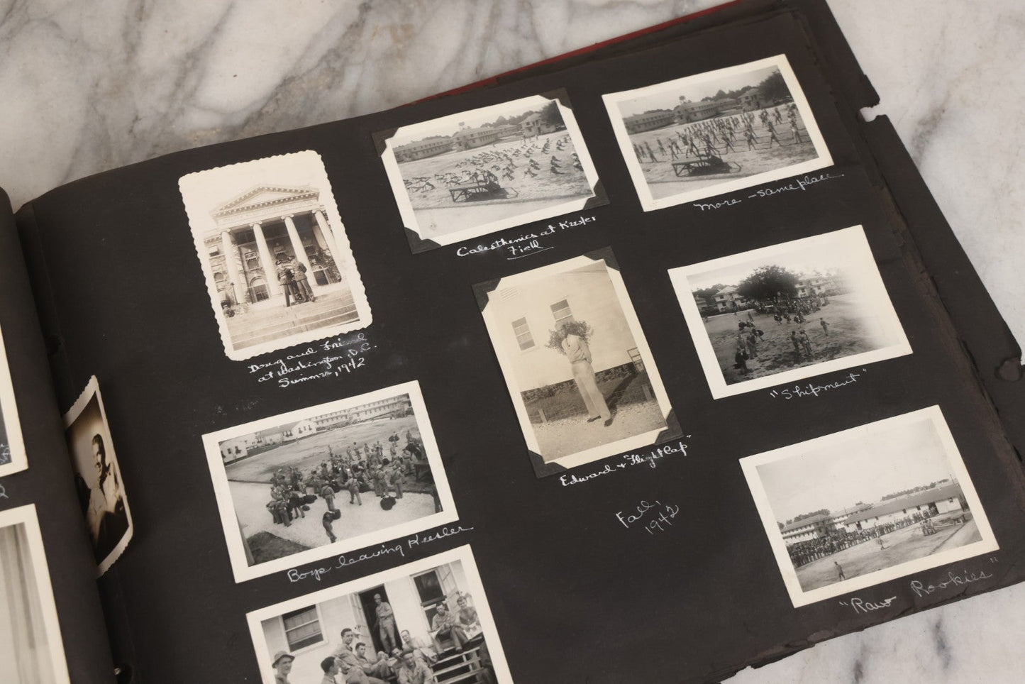 Lot 046 - Pair Of Vintage Snapshot Photo Albums Containing 600+ Photos Of Army National Guard Training & Life In The Lead Up To World War Two, 1938–1942, Albums Of Sgt. D.L. Dressler, With Notes Referencing Dec. 7, 1941 Pearl Harbor, Many Domestic Bases