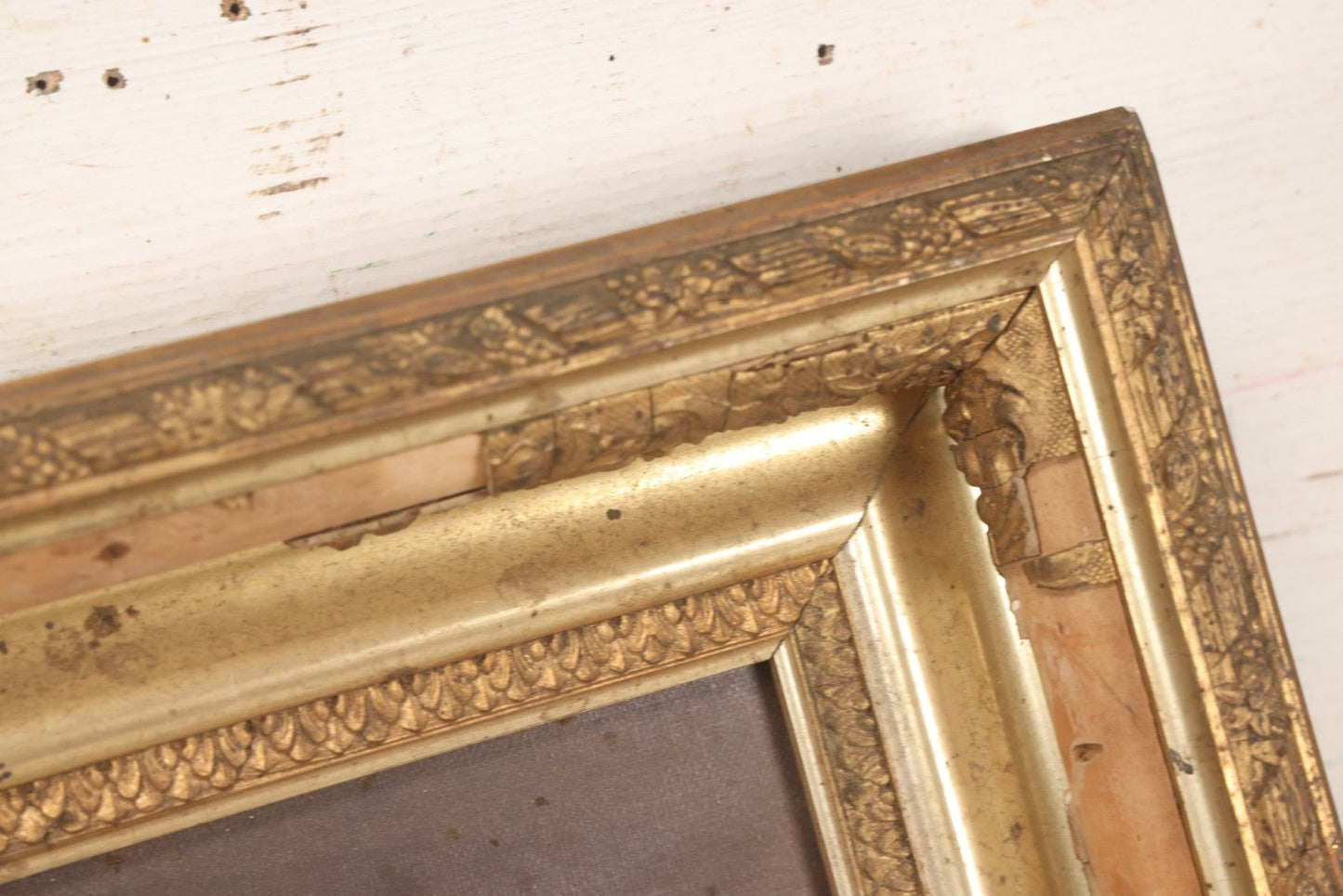 Lot 047 - Antique Still Life Oil On Canvas Painting Of Morning Glories In Gilt Gesso Frame, Late 19th Century, 23-5/8" x 17-3/4"